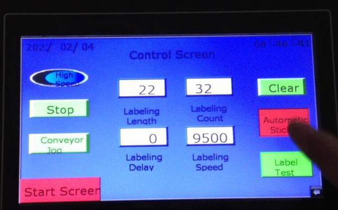 Objekt detekterer magisk øje automatisk dobbelt side mærkat mærkning maskine med pladespiller